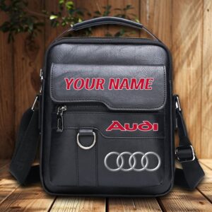 Audi Custom Name Men Leather Crossbody Bag, Cell Phone Purse, Zipper Shoulder Bag VS02