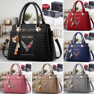 Corvette Custom Name Classic Leather Handbag With Glasses Gift VS4