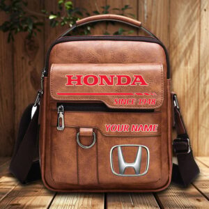 Honda Custom Name Men Leather Crossbody Bag, Cell Phone Purse, Zipper Shoulder Bag VS03