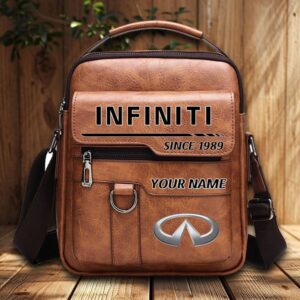 Infiniti Custom Name Men Leather Crossbody Bag, Cell Phone Purse, Zipper Shoulder Bag VS03