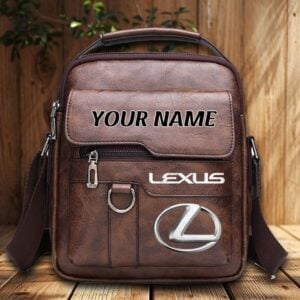 Lexus Custom Name Men Leather Crossbody Bag, Cell Phone Purse, Zipper Shoulder Bag VS02
