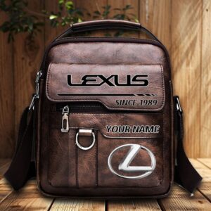 Lexus Custom Name Men Leather Crossbody Bag, Cell Phone Purse, Zipper Shoulder Bag VS03