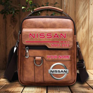 Nissan Custom Name Men Leather Crossbody Bag, Cell Phone Purse, Zipper Shoulder Bag VS03