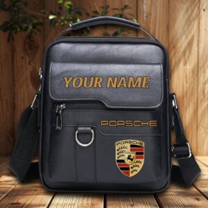 Porsche Custom Name Men Leather Crossbody Bag, Cell Phone Purse, Zipper Shoulder Bag VS02