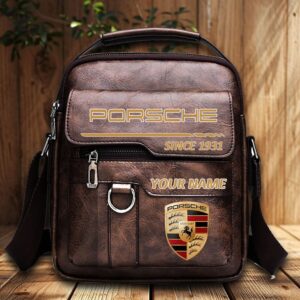 Porsche Custom Name Men Leather Crossbody Bag, Cell Phone Purse, Zipper Shoulder Bag VS03