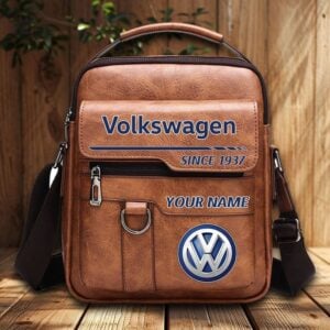Volkswagen Custom Name Men Leather Crossbody Bag, Cell Phone Purse, Zipper Shoulder Bag VS03