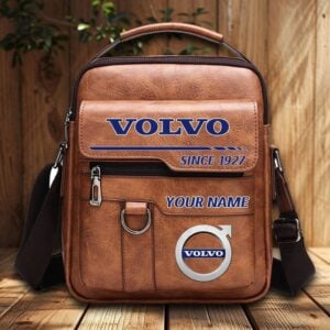 Volvo Custom Name Men Leather Crossbody Bag, Cell Phone Purse, Zipper Shoulder Bag VS03