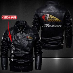 Indian Motorcycle Custom Name Designed Casual Winter Leather Jacket VS3