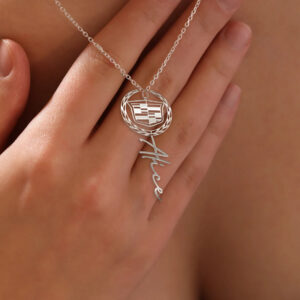 Cadillac Elegant Custom Name Genuine Silver Necklace VS8