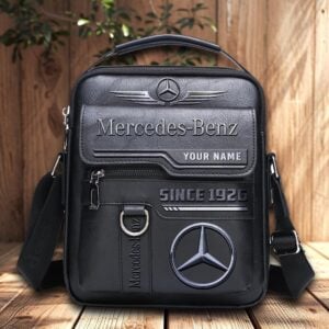 Mercedes-Benz Custom Name Men Leather Crossbody Bag, Cell Phone Purse, Zipper Shoulder Bag VS04