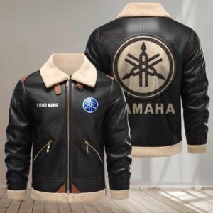 Yamaha Custom Name Designed Casual Winter Leather Jacket VS04