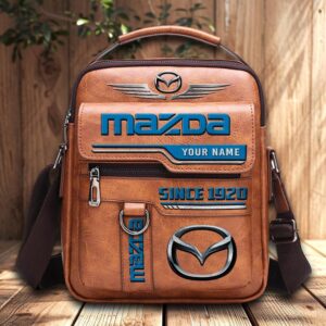 Mazda Custom Name Men Leather Crossbody Bag, Cell Phone Purse, Zipper Shoulder Bag VS01