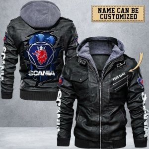 Scania Custom Name Designed Casual Winter Leather Jacket VS02
