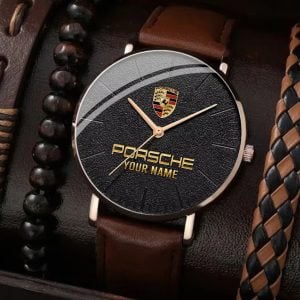 Porsche Custom Name Casual Business Men Leather Quartz Watch VS100