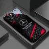 Mercedes Black Carbon Fiber For Apple Pattern Glass Phone Case