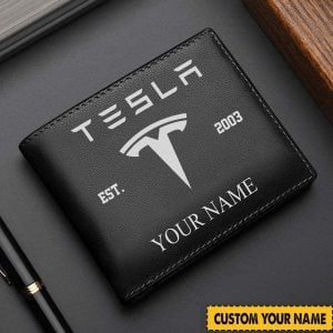 Tesla Custom Name Casual Leather Wallet VS1A
