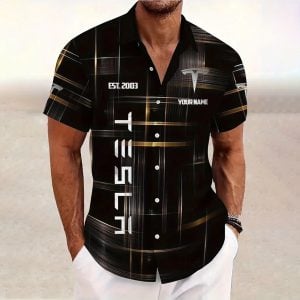 Tesla Custom Name Short SleeveTurndown Button Up Hawaiian Shirt VS08
