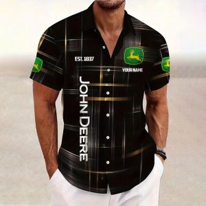 John Deere Custom Name Short SleeveTurndown Button Up Hawaiian Shirt VS08