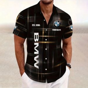 BMW Custom Name Short SleeveTurndown Button Up Hawaiian Shirt VS08