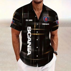 Scania Custom Name Short SleeveTurndown Button Up Hawaiian Shirt VS08