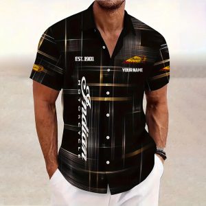 Indian Motorcycles Custom Name Short SleeveTurndown Button Up Hawaiian Shirt VS08