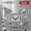 Corvette Personalized Sterling Silver Crystal Signet Men Ring VS4