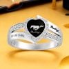 Mustang Personalized Engraved Birthstone Women Sterling Silver Ring VS6A