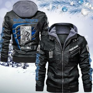 Rolls Royce Custom Name Designed Casual Winter Leather Jacket VS10