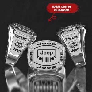 Jeep Personalized Sterling Silver Crystal Signet Men Ring VS4