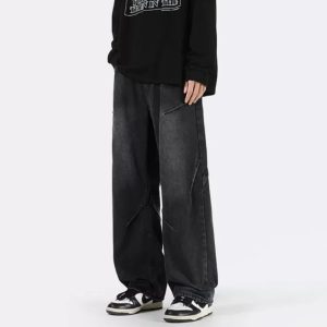 Men's Cleanfit Wide Leg Pleated Denim Pants