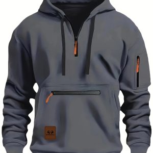 Men’s High Collar Half Zip Hoodie Sweatshirt VS02