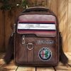 Alfa Romeo Custom Name Men Leather Crossbody Bag, Cell Phone Purse, Zipper Shoulder Bag VS04