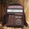 Mercedes-Benz Custom Name Men Leather Crossbody Bag, Cell Phone Purse, Zipper Shoulder Bag VS06